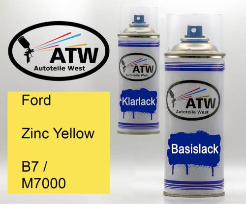 Ford, Zinc Yellow, B7 / M7000: 400ml Sprühdose + 400ml Klarlack - Set, von ATW Autoteile West.